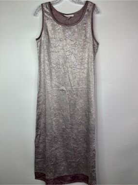 Vintage Karavan Silver Purple Crinkle Maxi Dress Size Small NWT